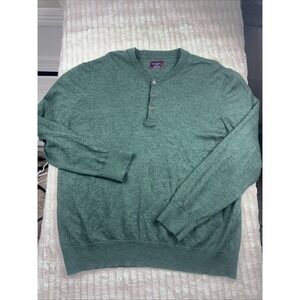 UNTUCKit Sweater Mens XL Extra Large Henley 100% Merino Wool Pullover Green NICE